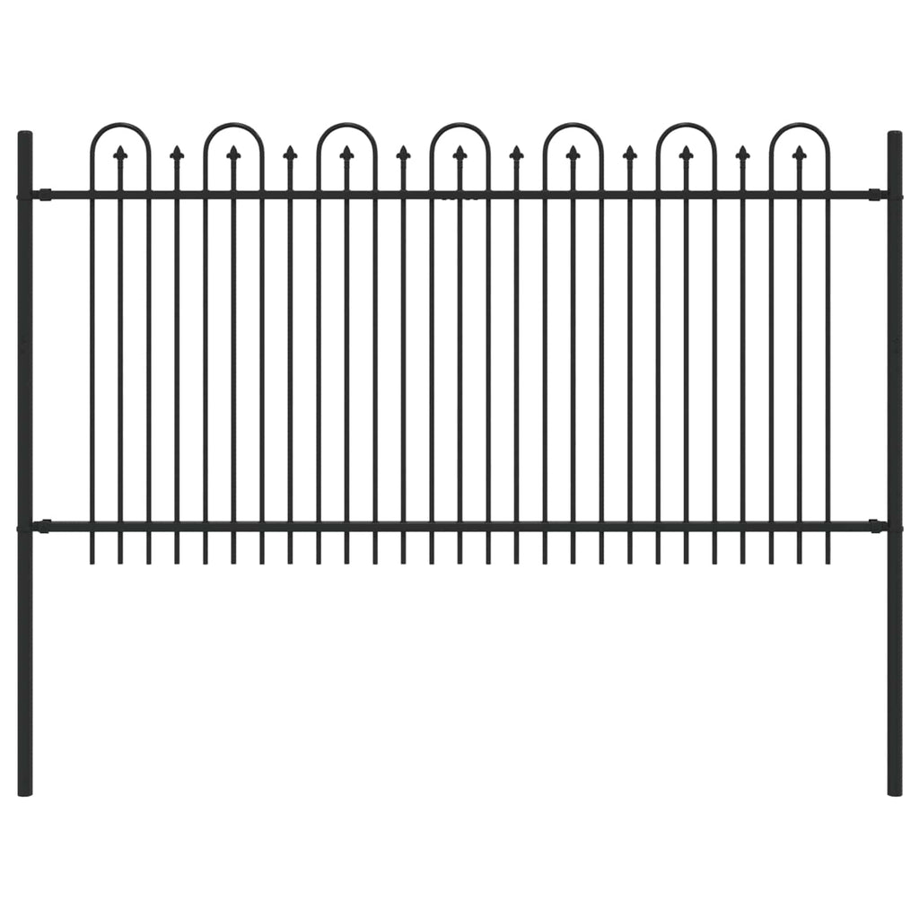 Vidaxl spike boog hek zwart 200 x 150 cm gepoedercoat staal