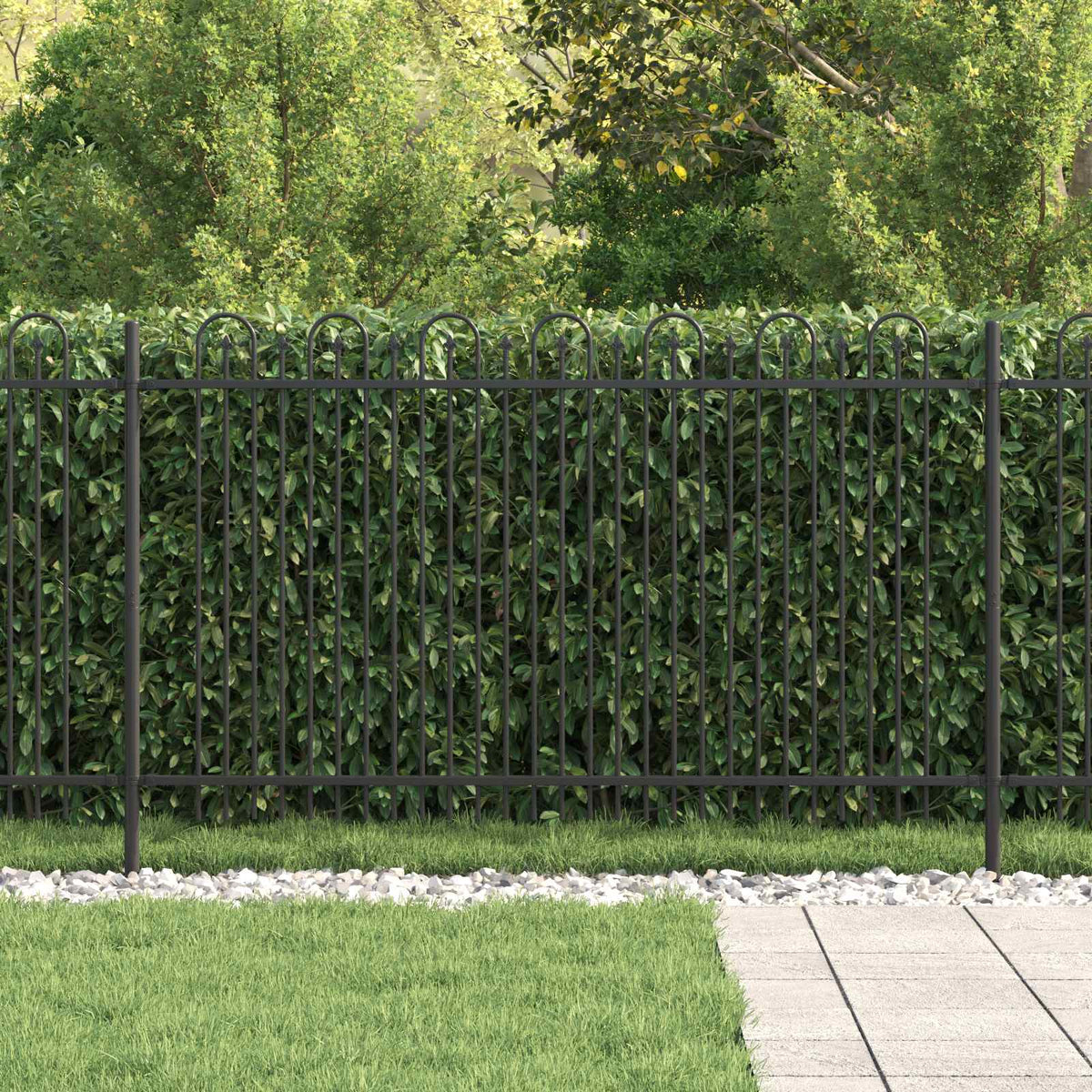 Vidaxl spike boog hek dronten 200 x 116 cm gepoedercoat staal zwart