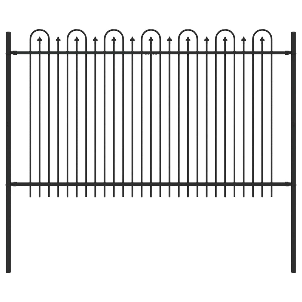 Vidaxl spike boog hek zwart 200 x 130 cm gepoedercoat staal