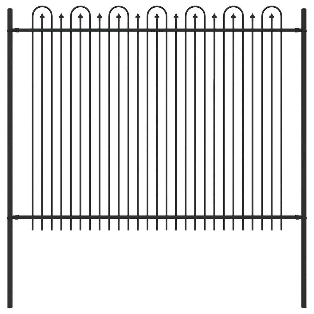 Vidaxl spike boog hek zwart 200 x 200 cm gepoedercoat staal