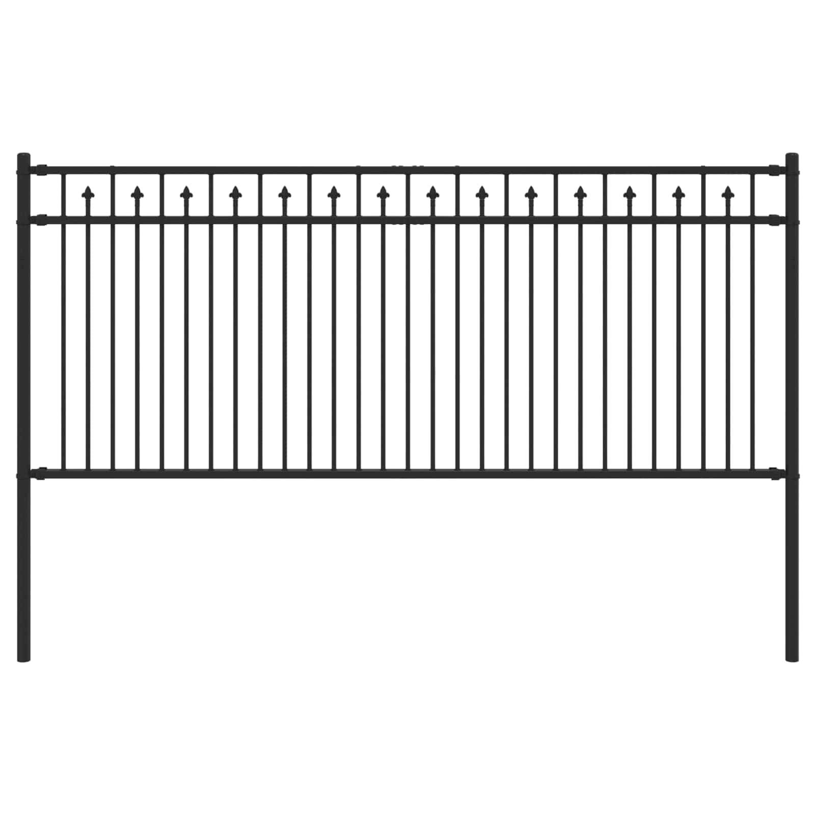 Vidaxl spike hek zwart 200 x 130 cm gepoedercoat staal