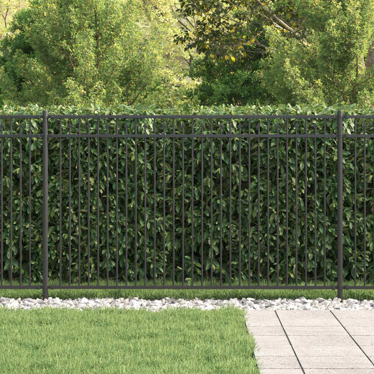 Vidaxl spike hek baarlo 200 x 166 cm gepoedercoat staal zwart