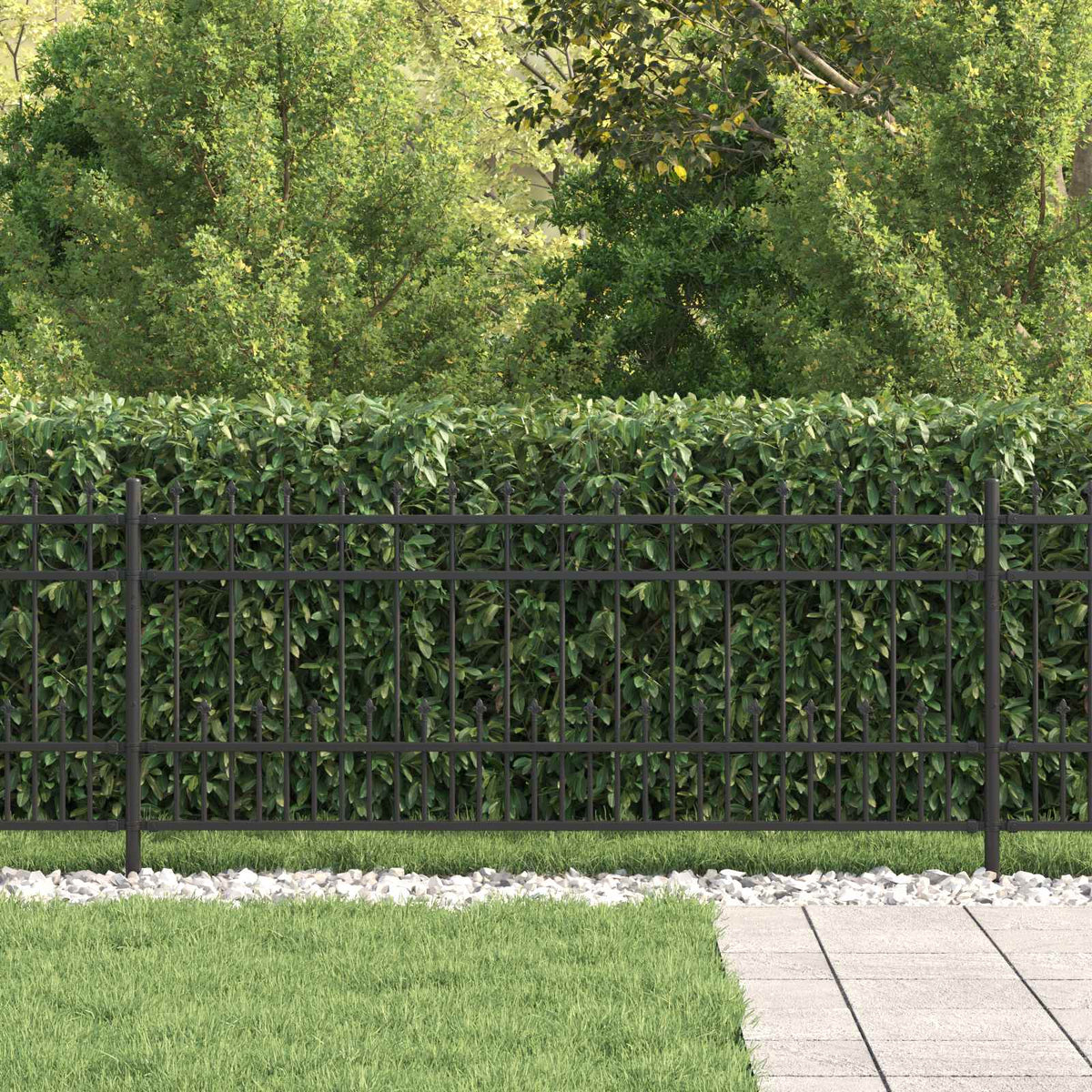 Vidaxl spike ring hek horst 200 x 80 cm gepoedercoat staal zwart