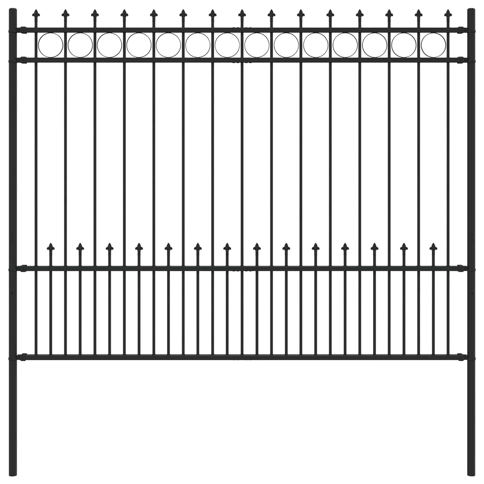 Vidaxl spike ring hek zwart 200 x 200 cm gepoedercoat staal