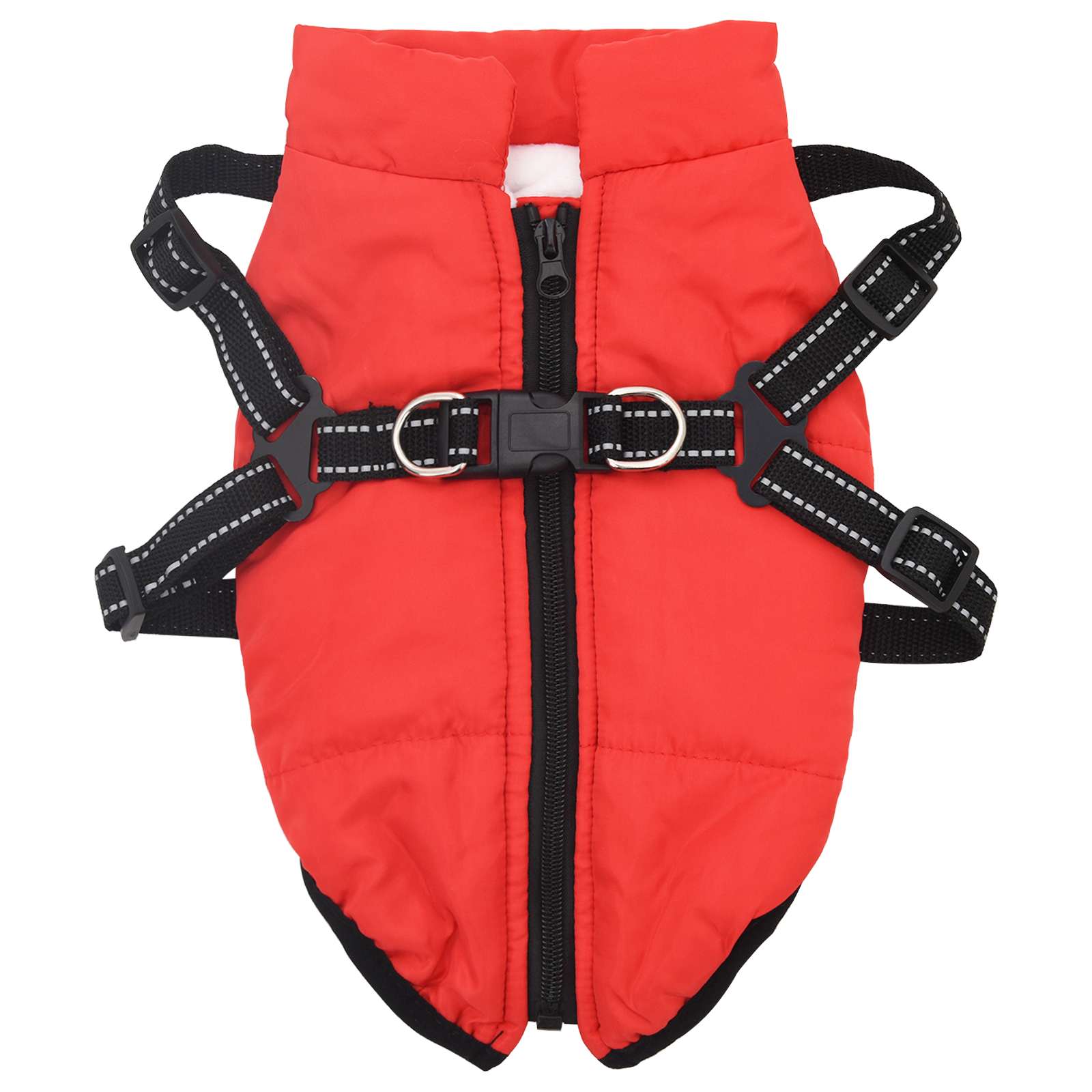 Vidaxl hondenjas met harnas rood s fleece en polyester