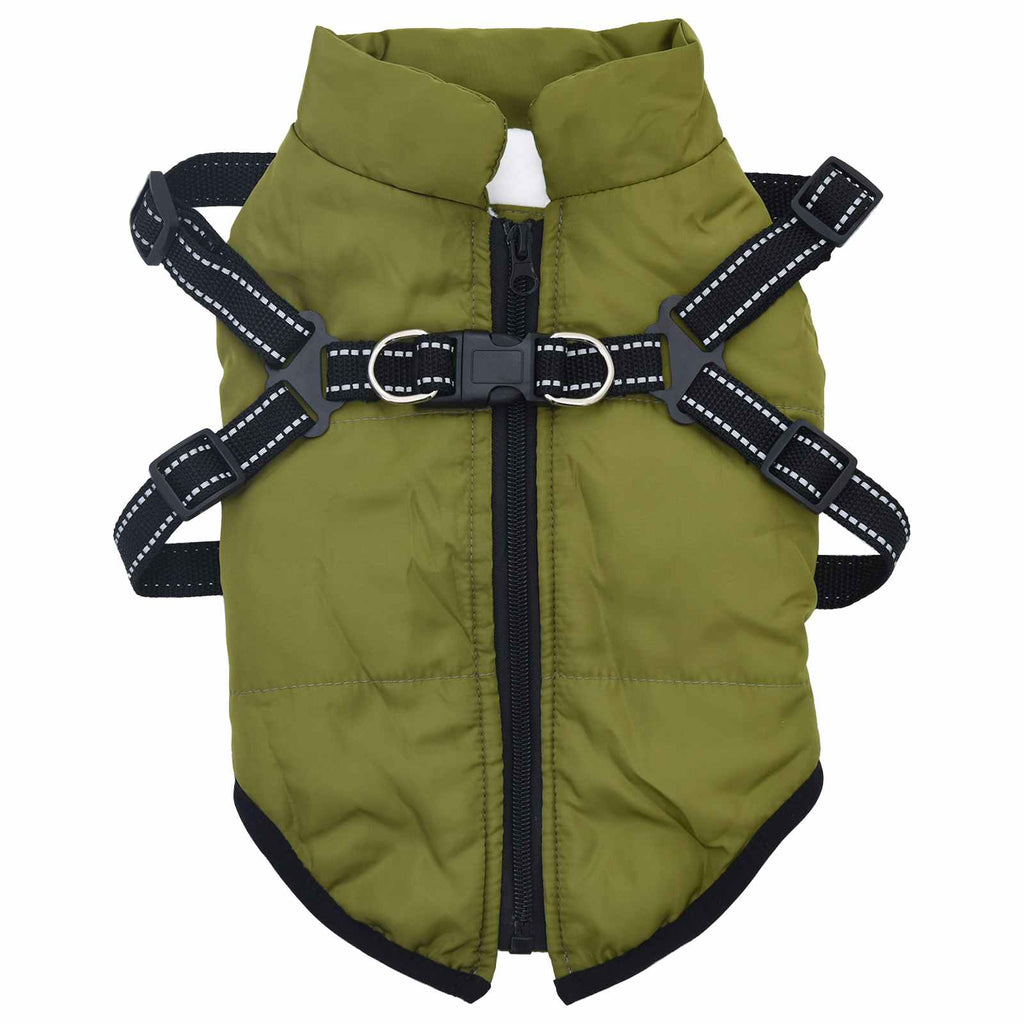 Vidaxl hondenjas met harnas legergroen 2xl fleece en polyester