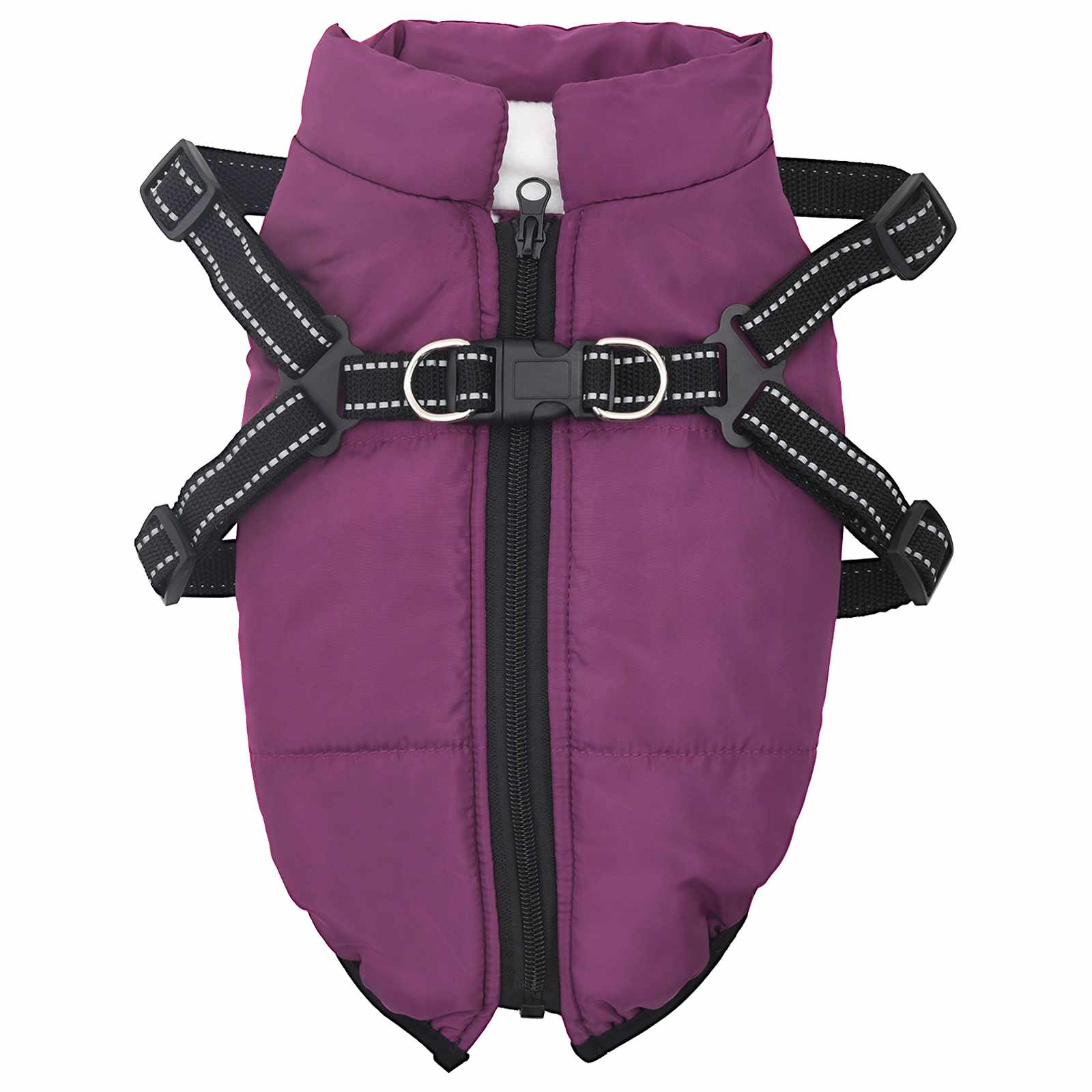 Vidaxl hondenjas met harnas paars s fleece en polyester