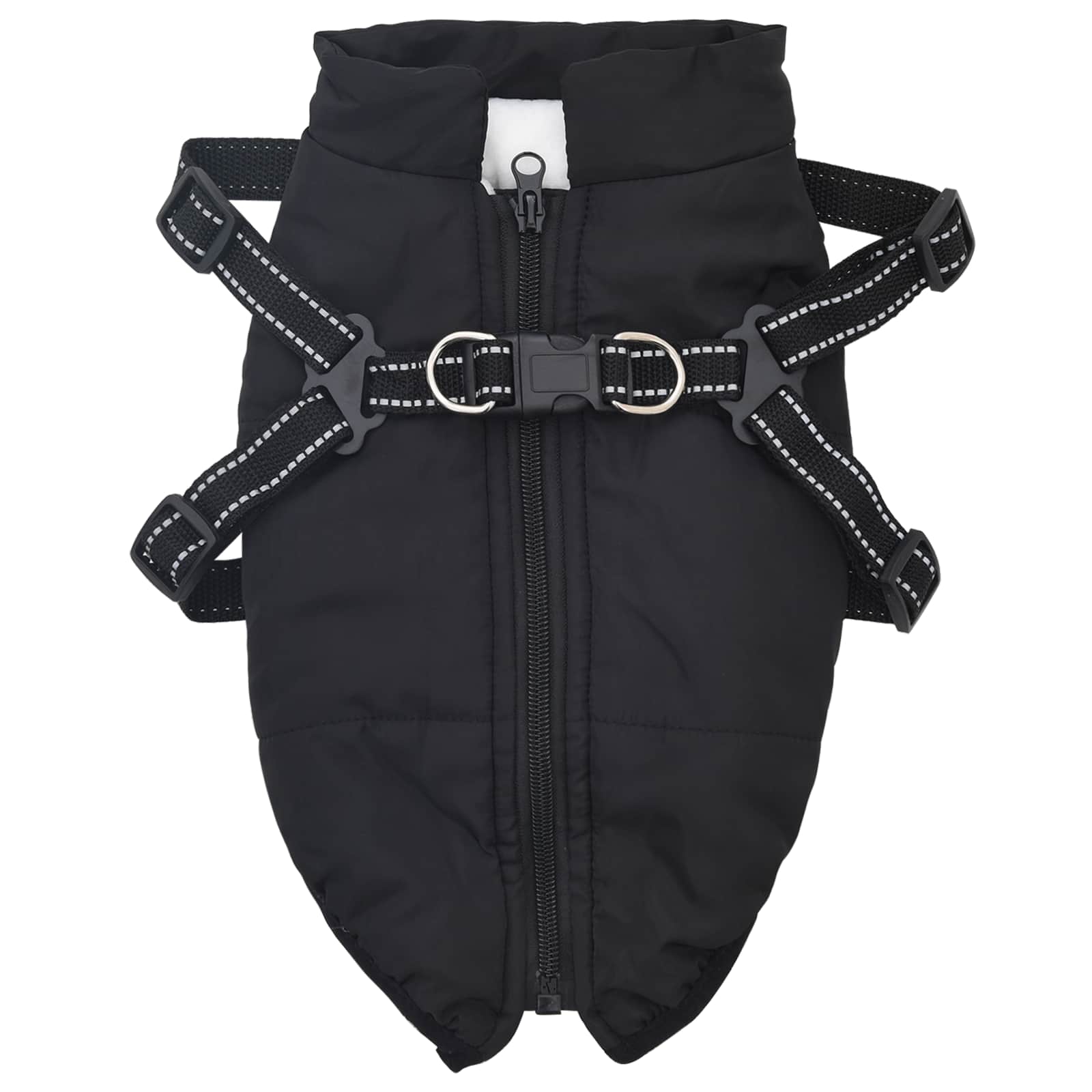Vidaxl hondenjas met harnas zwart l fleece en polyester