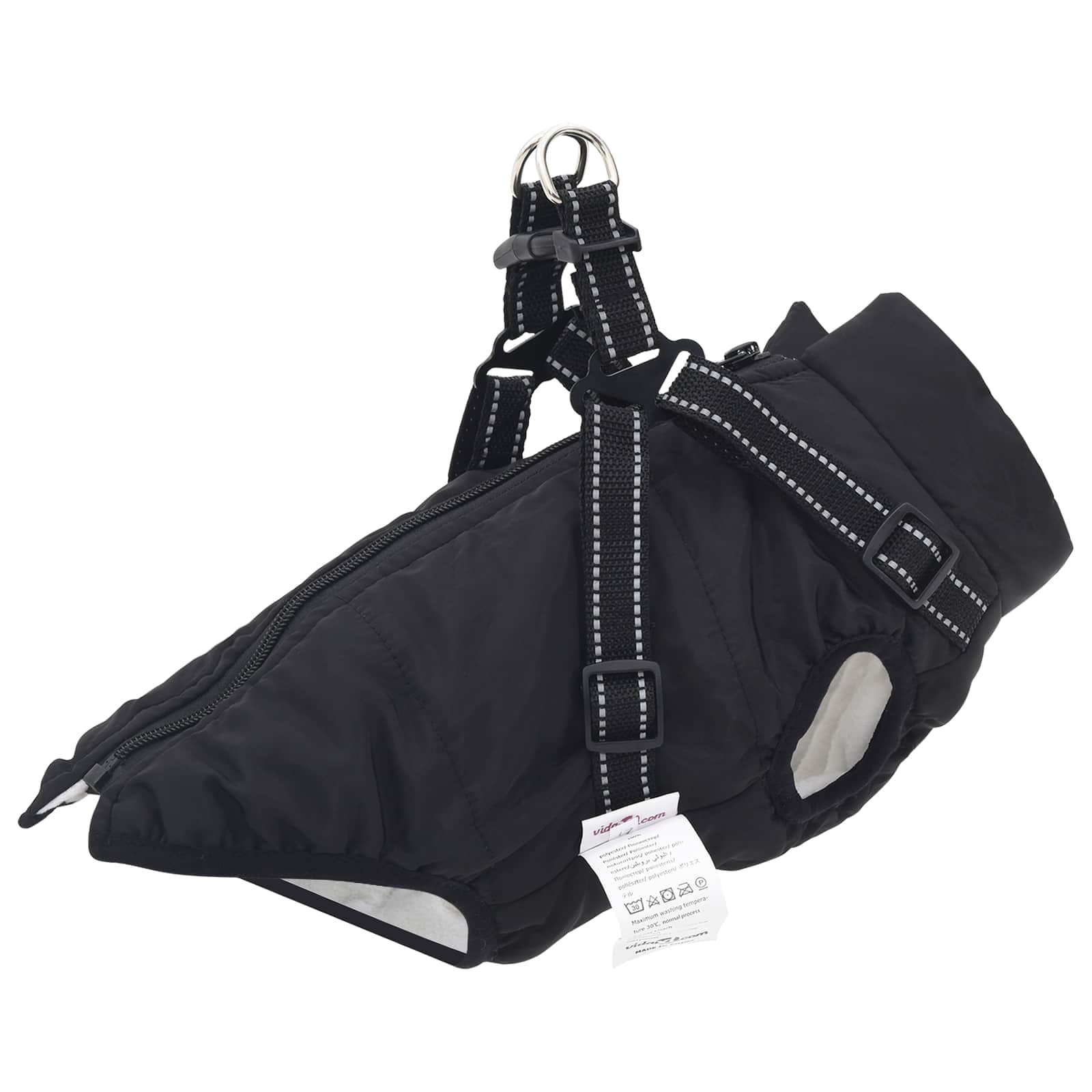 Vidaxl hondenjas met harnas zwart xl fleece en polyester