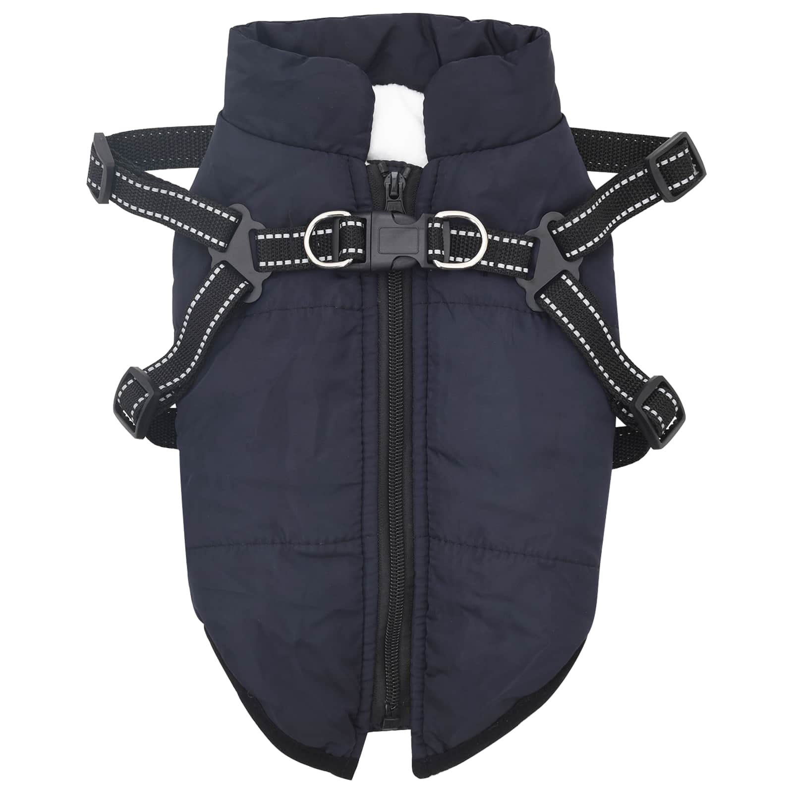Vidaxl hondenjas met harnas marineblauw m fleece en polyester