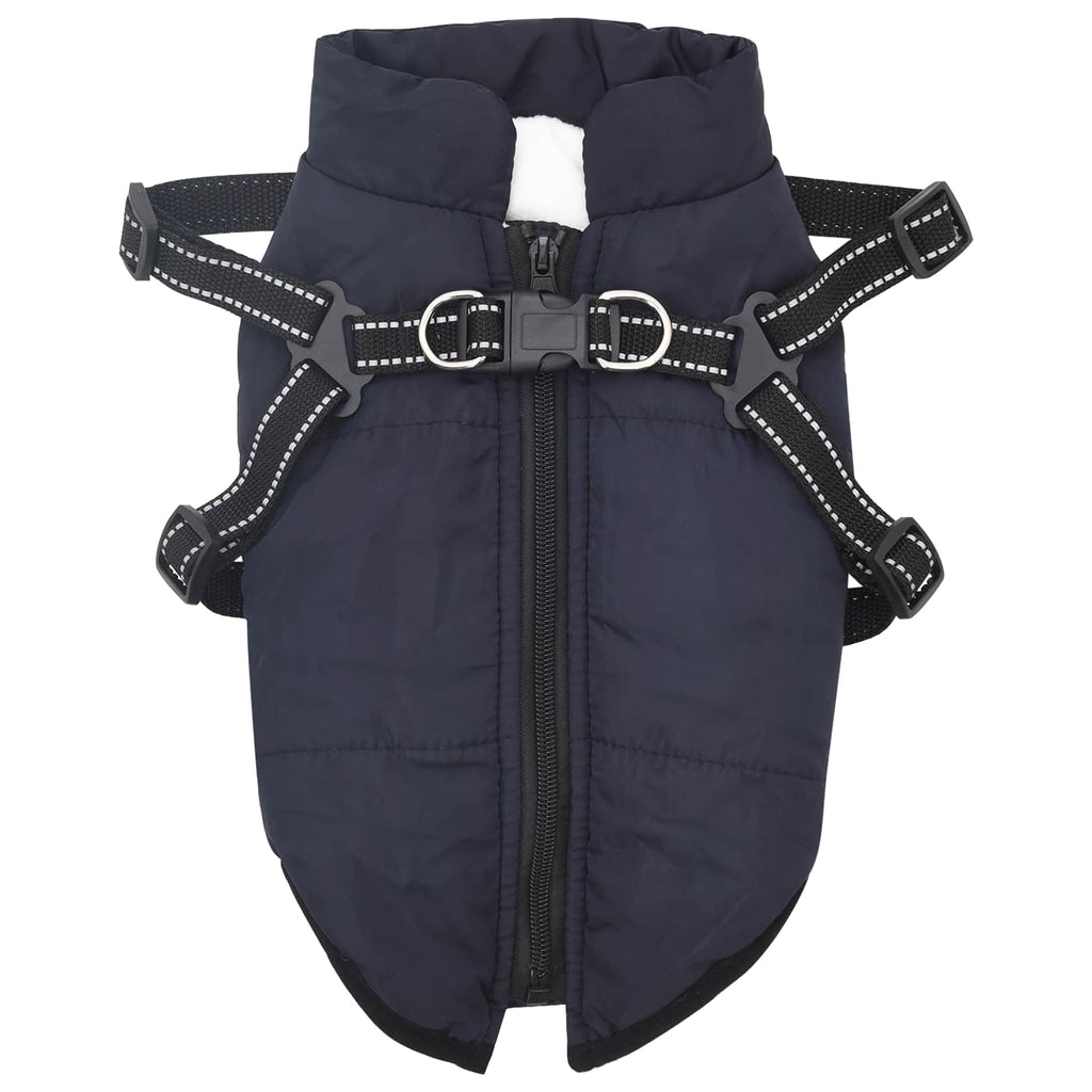 Vidaxl hondenjas met harnas marineblauw l fleece en polyester
