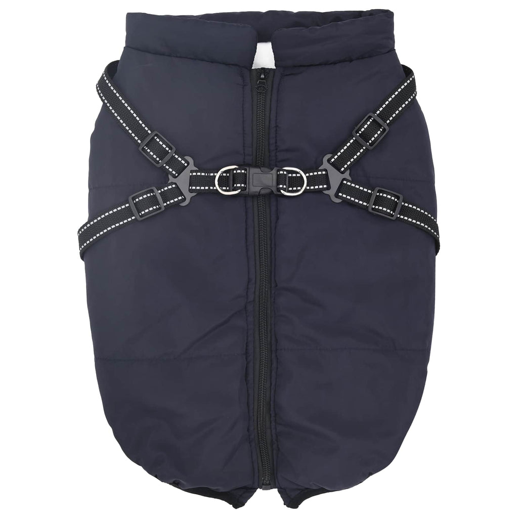 Vidaxl hondenjas met harnas marineblauw 3xl fleece en polyester