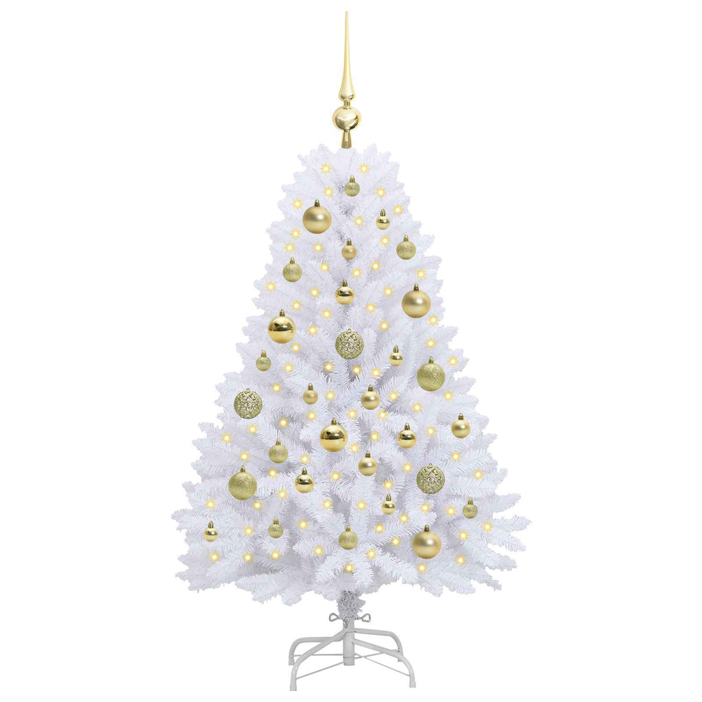 Vidaxl kunstmatige inklapbare kerstboom wit 120 cm pvc en staal