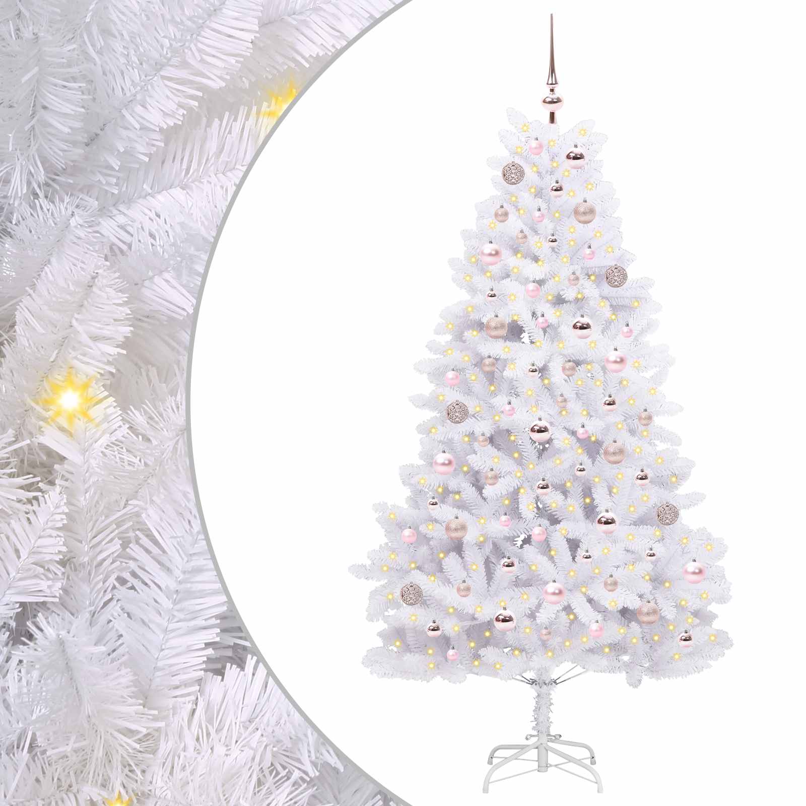 Vidaxl kunstmatige inklapbare kerstboom wit 180 cm pvc en staal