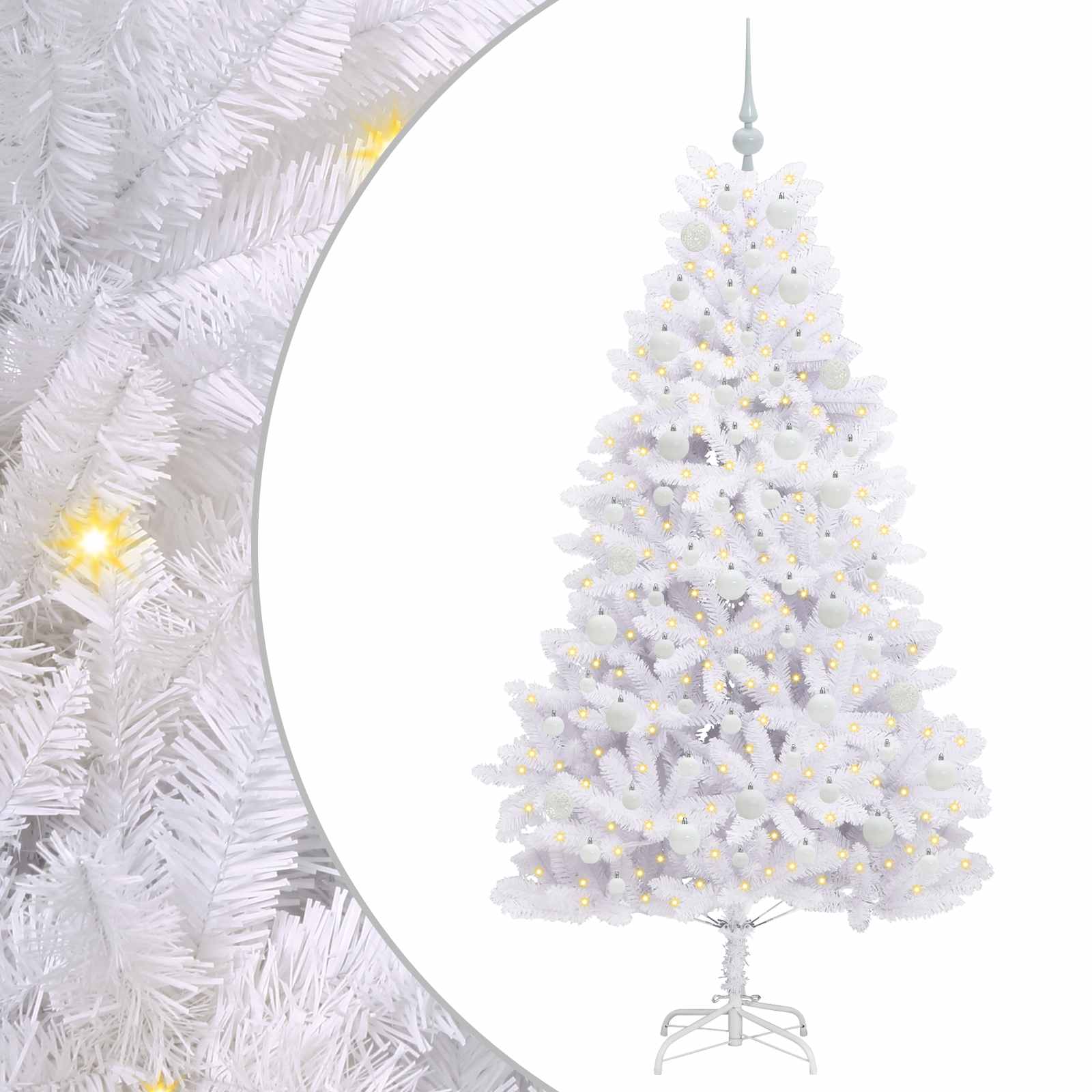 Vidaxl kunstmatige inklapbare kerstboom wit 180 cm pvc en staal