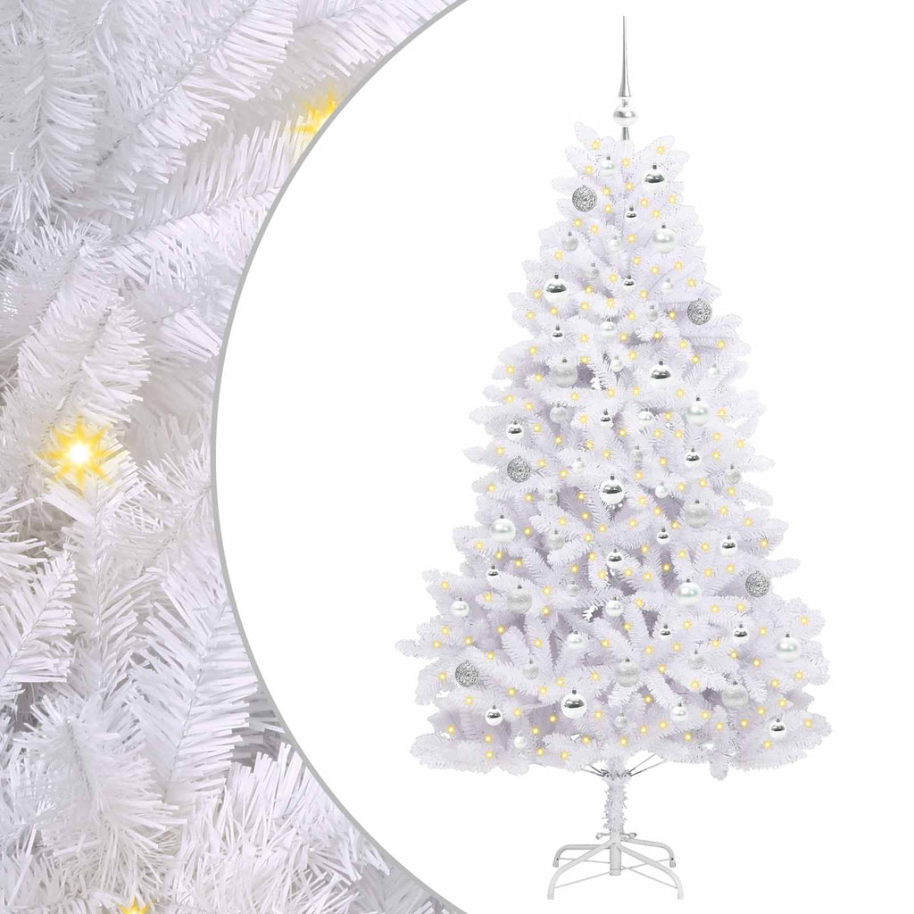 Vidaxl kunstmatige inklapbare kerstboom wit 180 cm pvc en staal