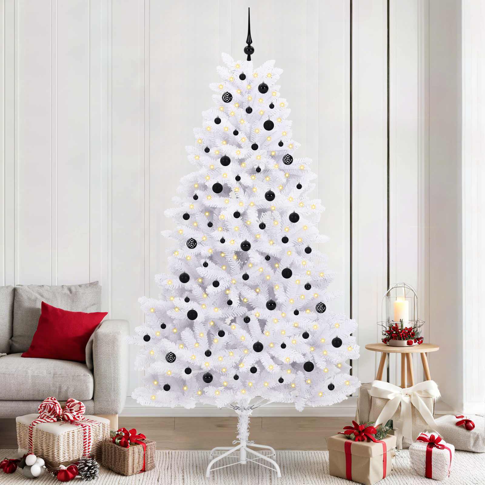 Vidaxl kunstmatige inklapbare kerstboom wit 240 cm pvc en staal