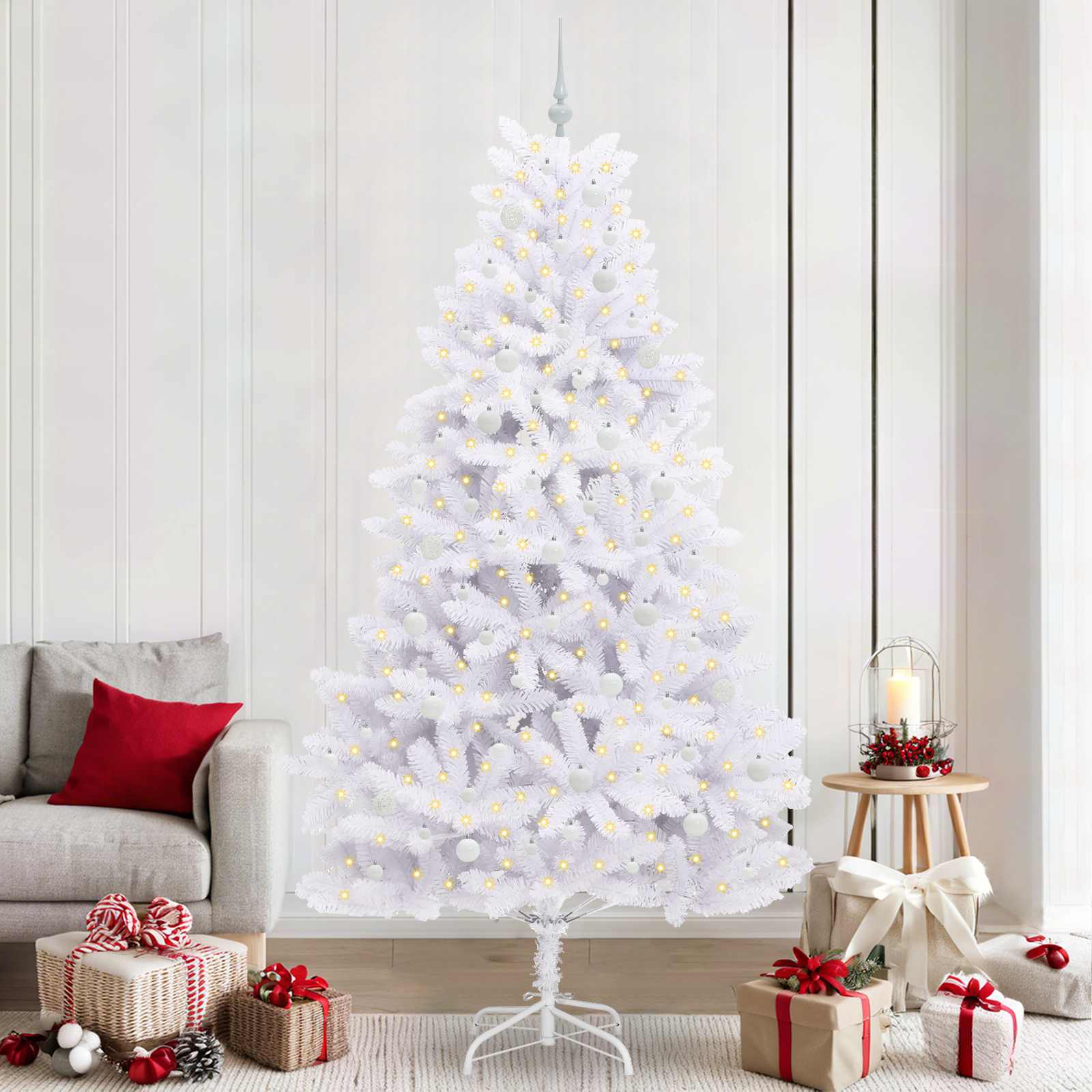 Vidaxl kunstmatige inklapbare kerstboom wit 240 cm pvc en staal