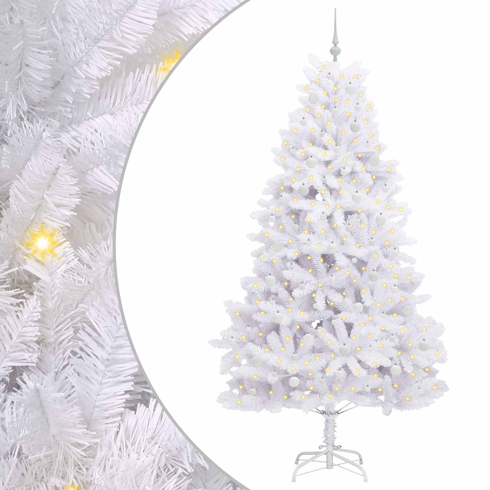 Vidaxl kunstmatige inklapbare kerstboom wit 240 cm pvc en staal