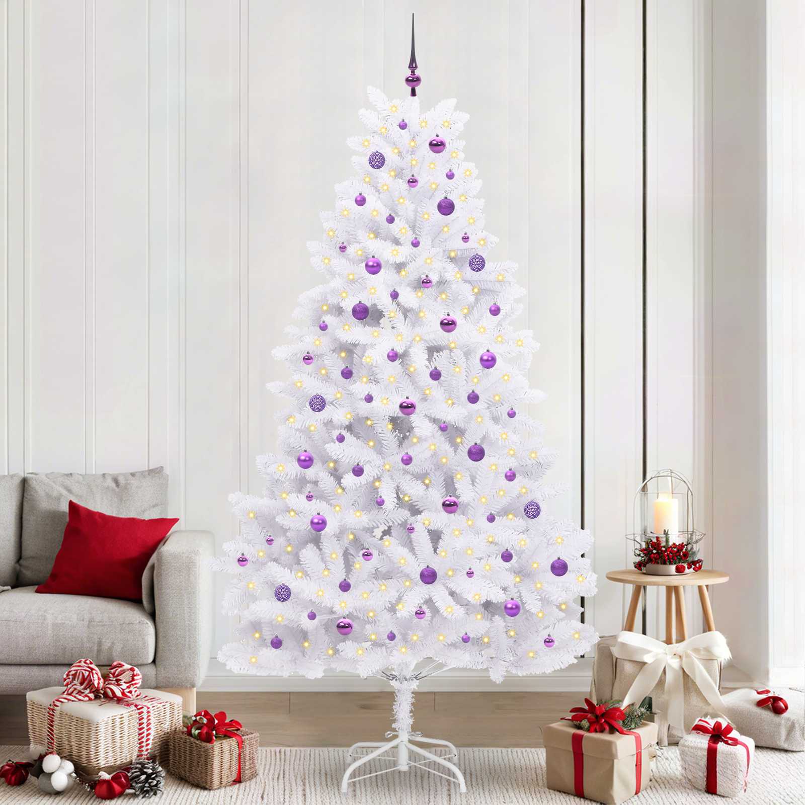 Vidaxl kunstmatige inklapbare kerstboom wit 240 cm pvc en staal