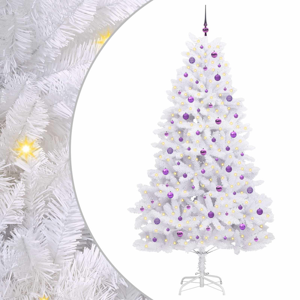 Vidaxl kunstmatige inklapbare kerstboom wit 240 cm pvc en staal
