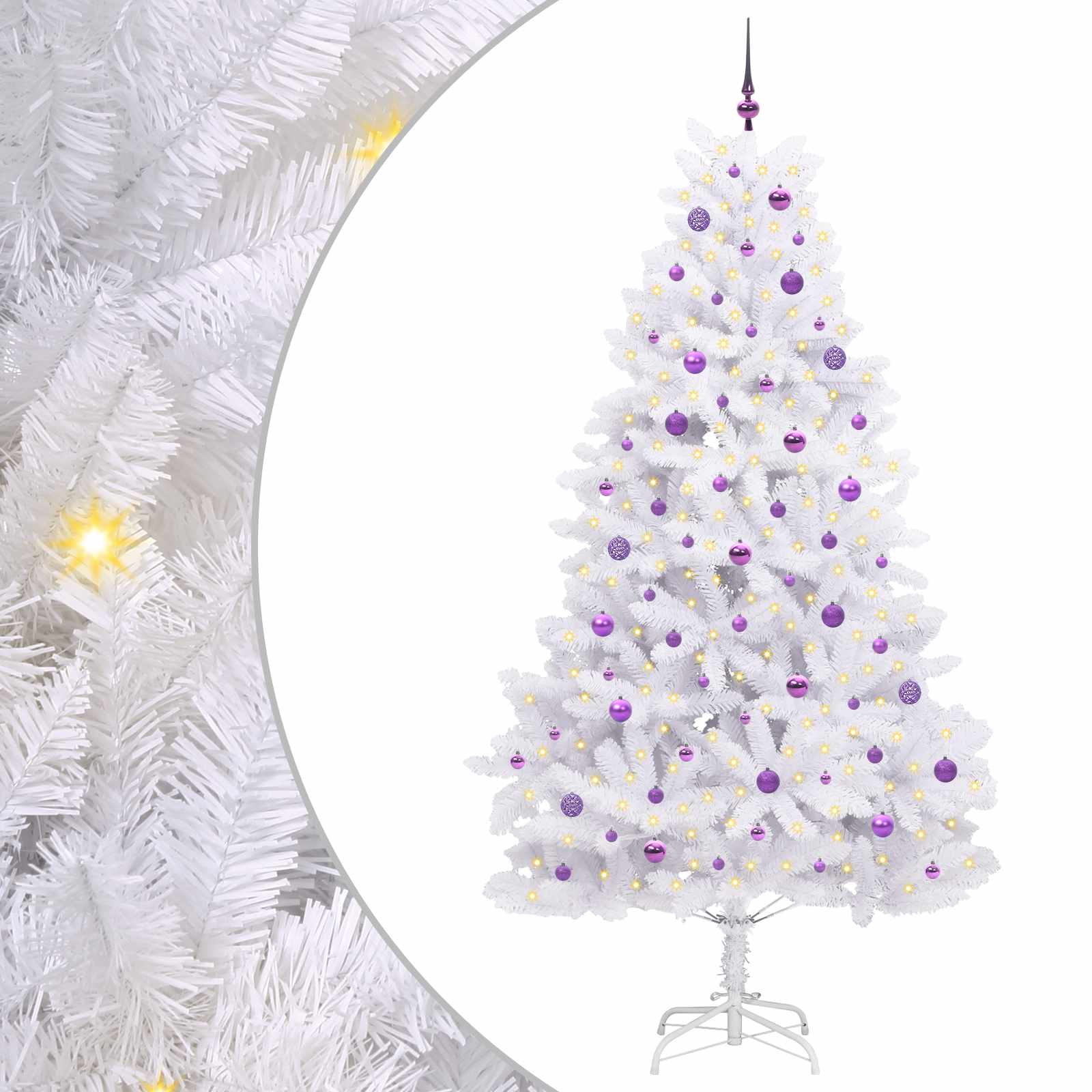 Vidaxl kunstmatige inklapbare kerstboom wit 240 cm pvc en staal