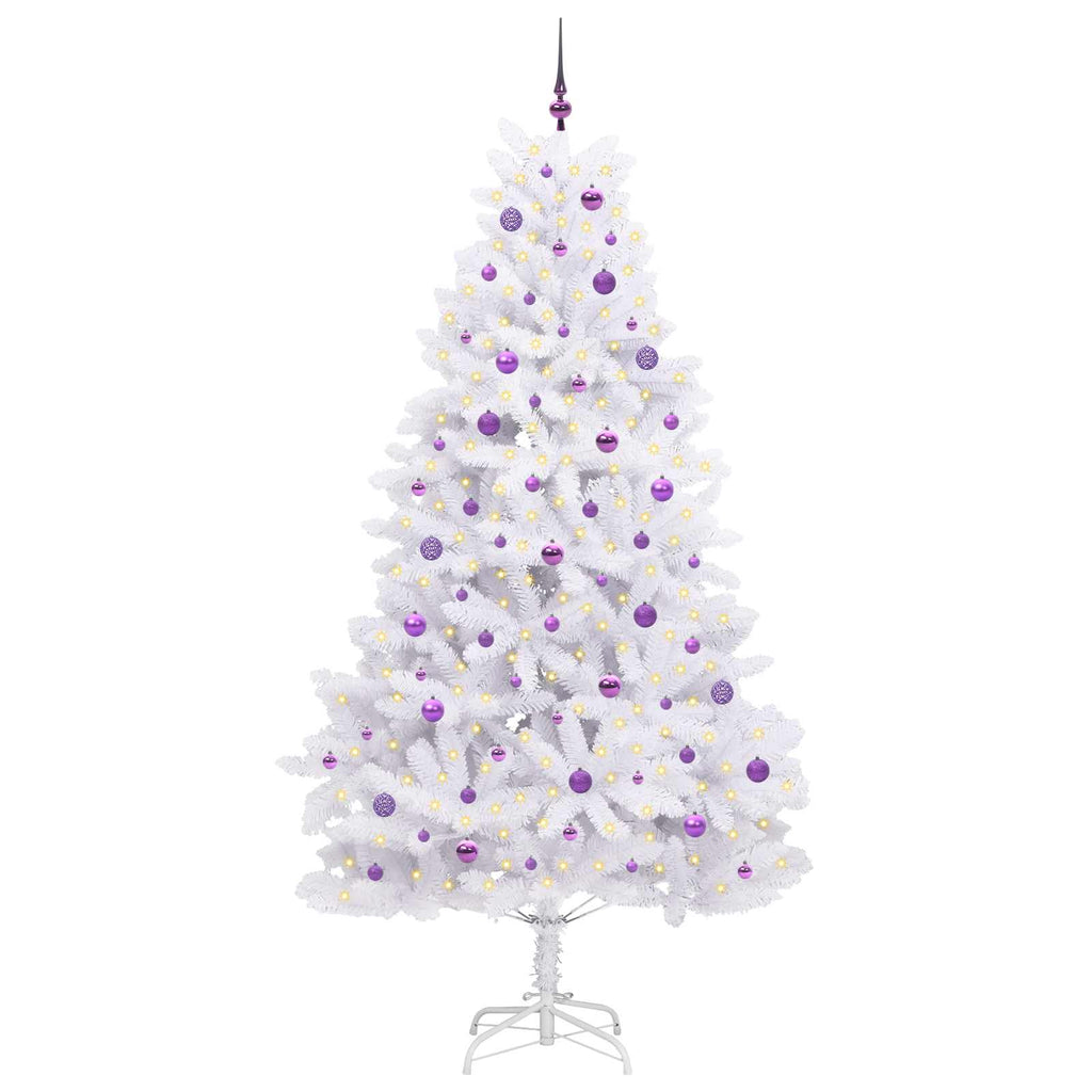 Vidaxl kunstmatige inklapbare kerstboom wit 240 cm pvc en staal