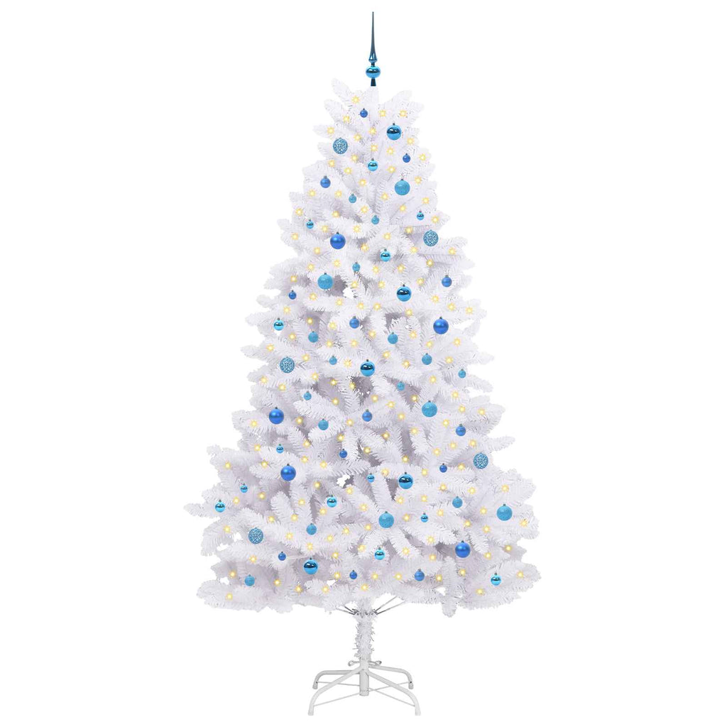 Vidaxl kunstmatige inklapbare kerstboom wit 240 cm pvc en staal