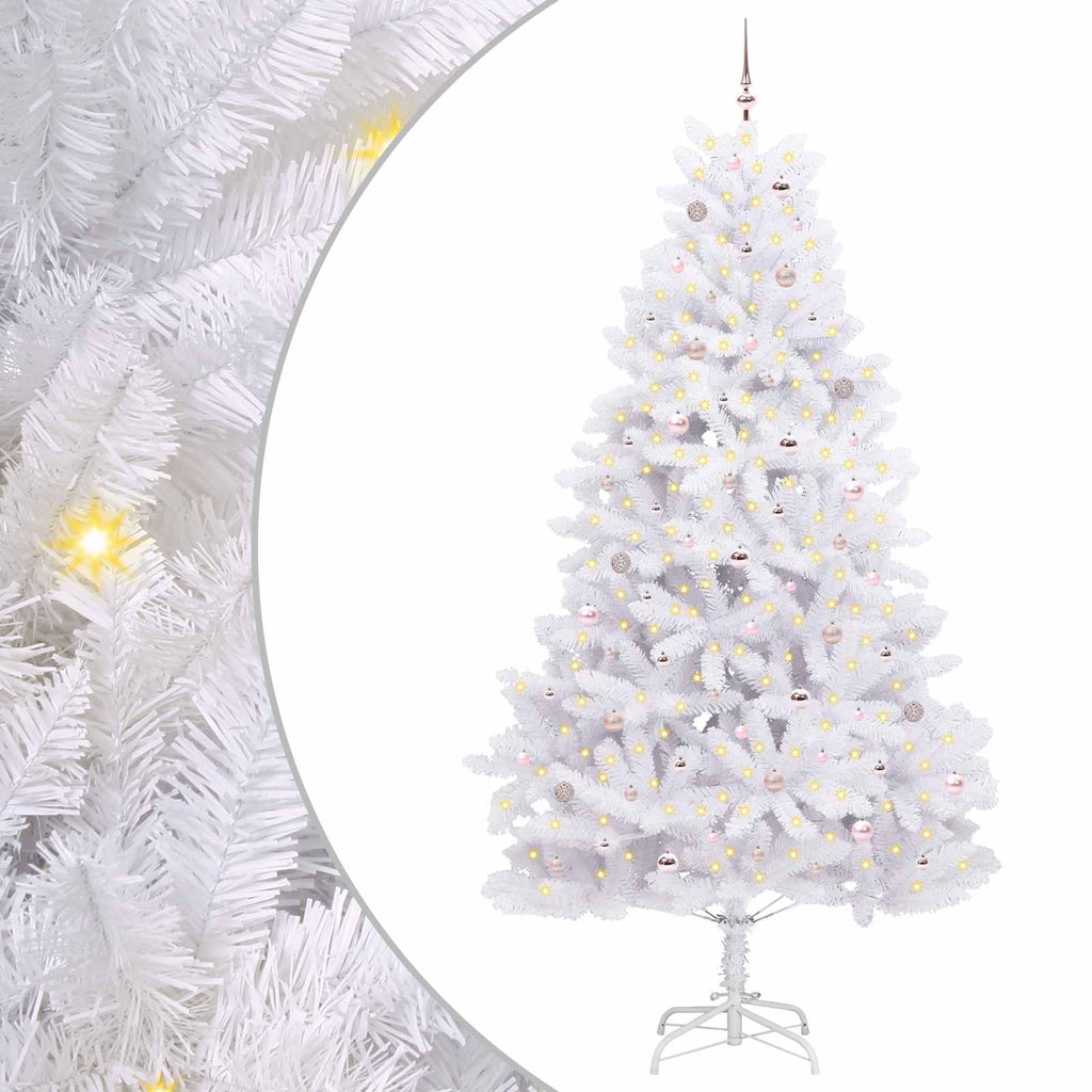 Vidaxl kunstmatige inklapbare kerstboom wit 270 cm pvc en staal