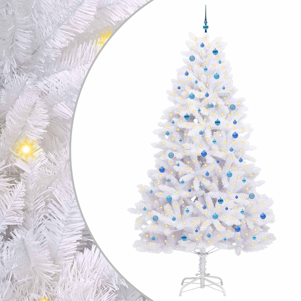 Vidaxl kunstmatige inklapbare kerstboom wit 270 cm pvc en staal