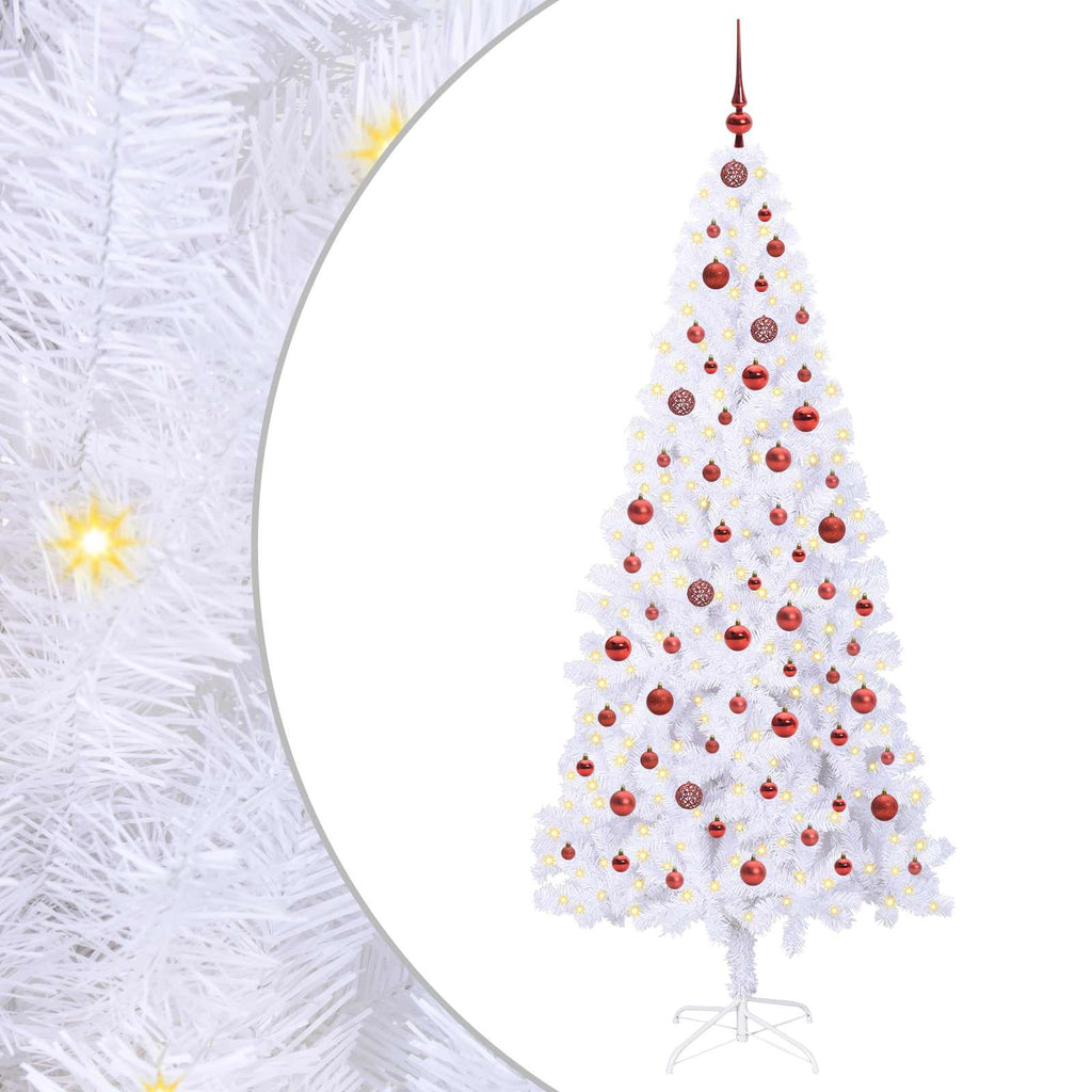 Vidaxl kunstkerstboom met 300 led wit 210 cm pvc en staal