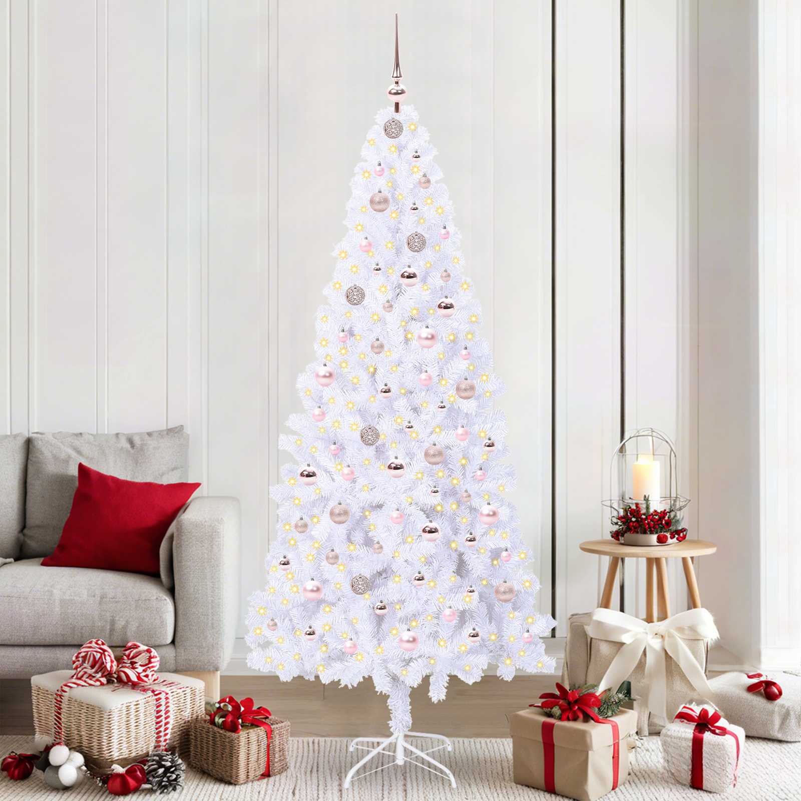 Vidaxl kunstkerstboom met 300 led wit 210 cm pvc en staal