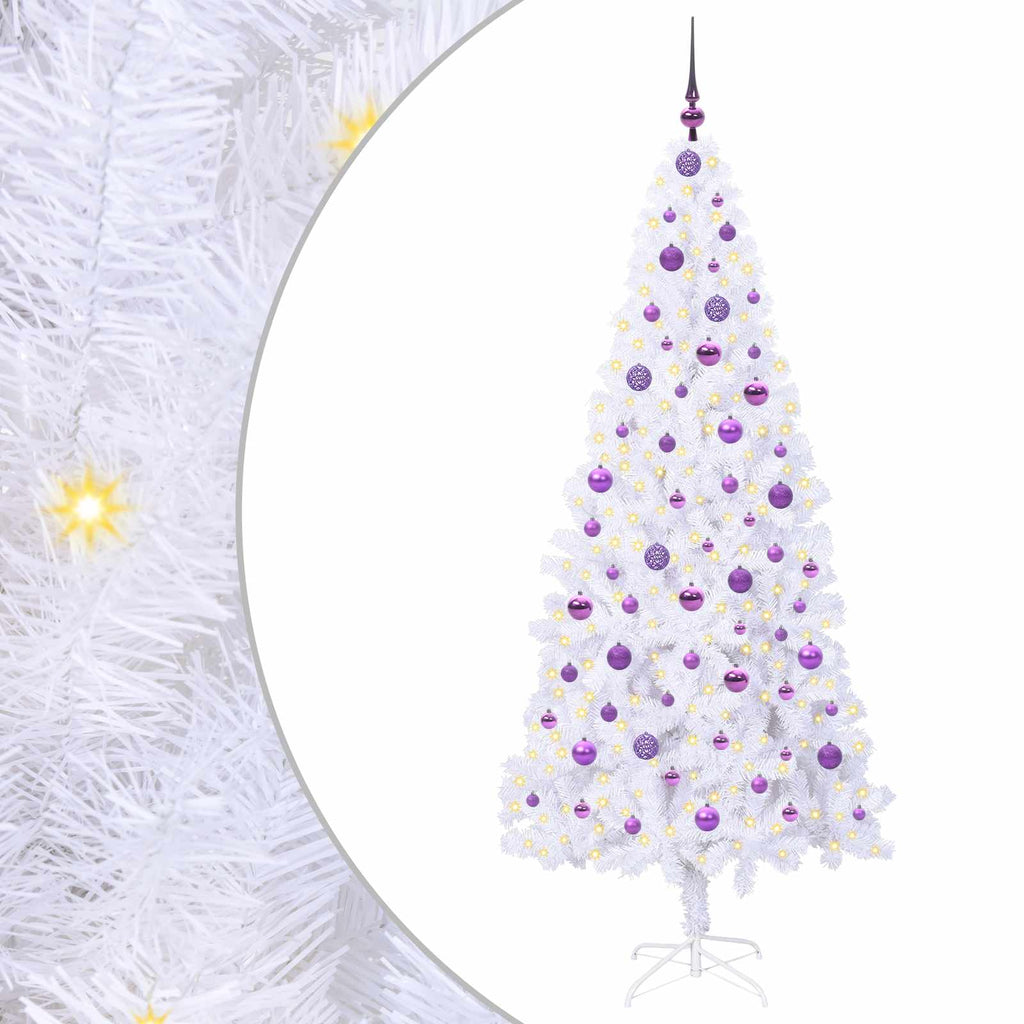 Vidaxl kunstkerstboom met 300 led wit 210 cm pvc en staal
