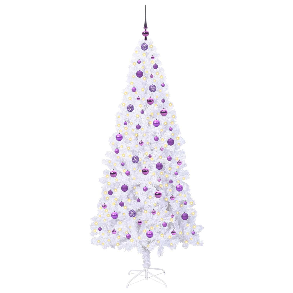 Vidaxl kunstkerstboom met 300 led wit 210 cm pvc en staal