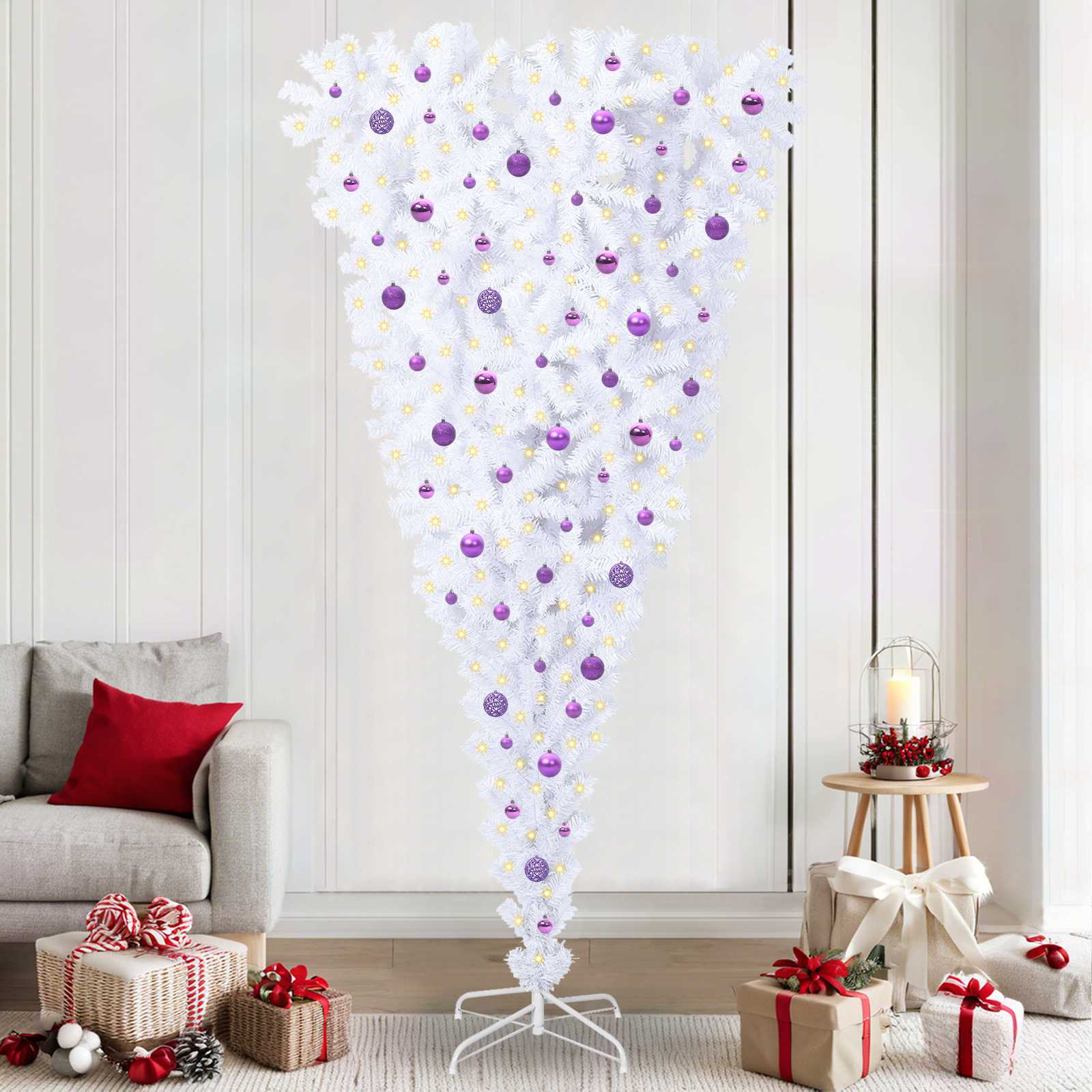 Vidaxl kunstkerstboom met 300 led wit 240 cm pvc en staal