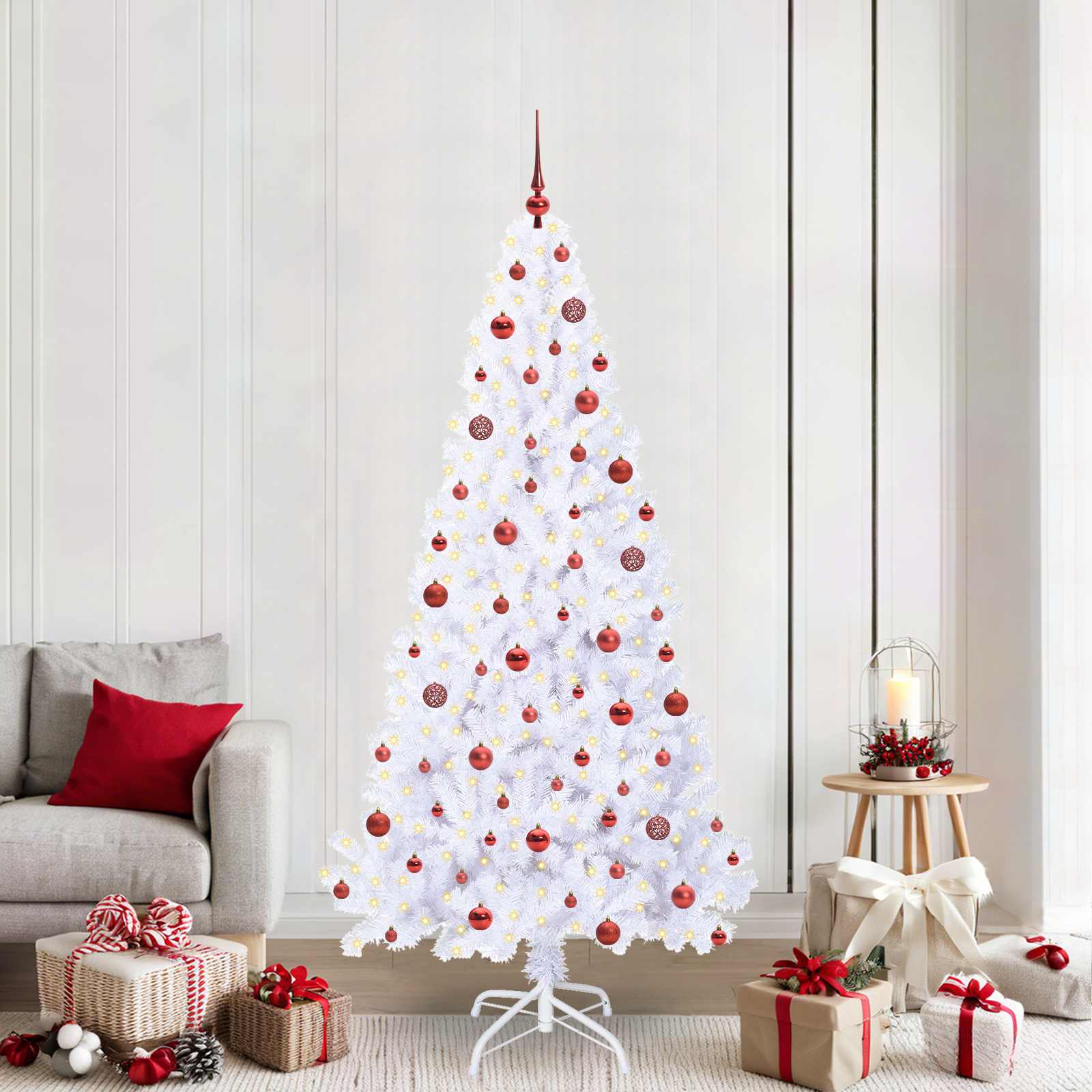 Vidaxl kunstkerstboom met 300 led wit 210 cm pvc en staal