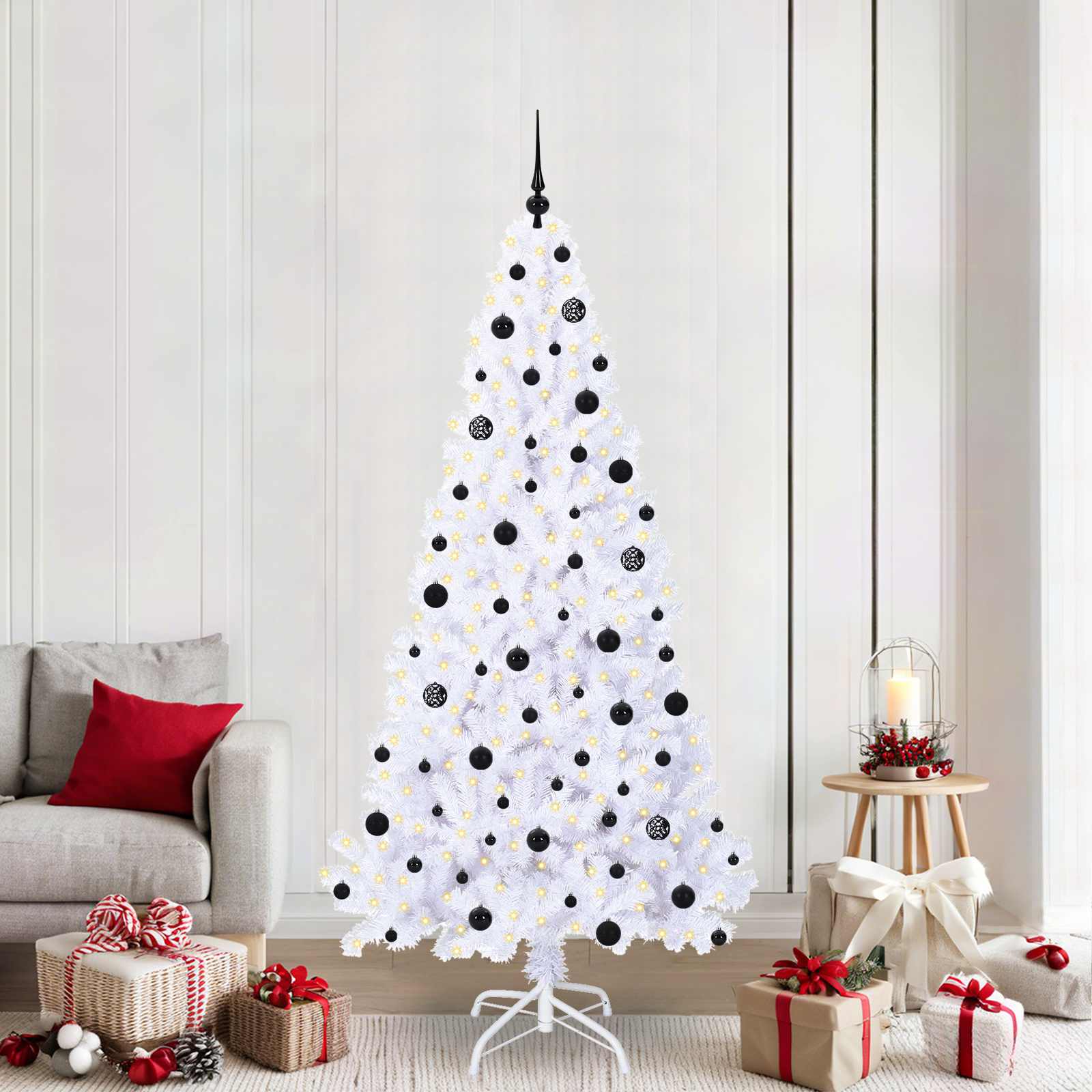 Vidaxl kunstkerstboom met 300 led wit 210 cm pvc en staal