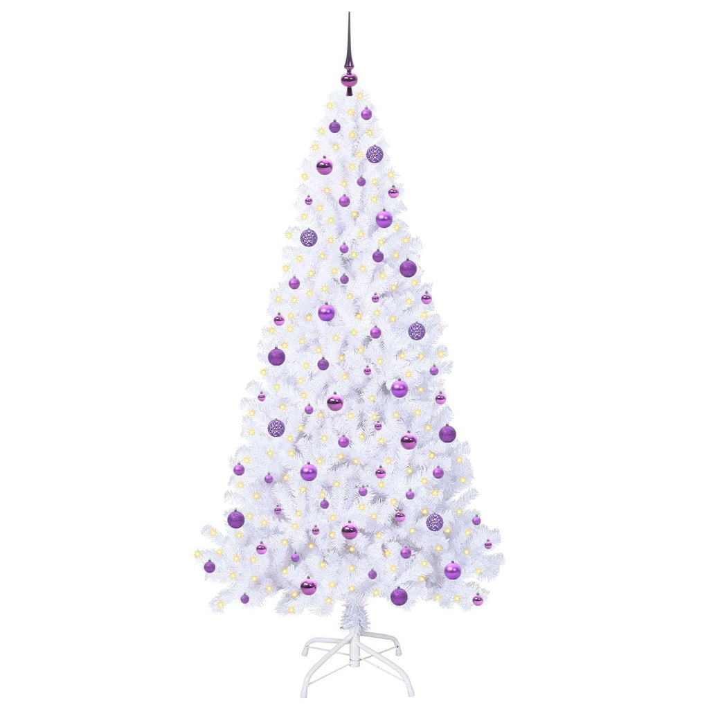 Vidaxl kunstkerstboom met 300 led wit 210 cm pvc en staal