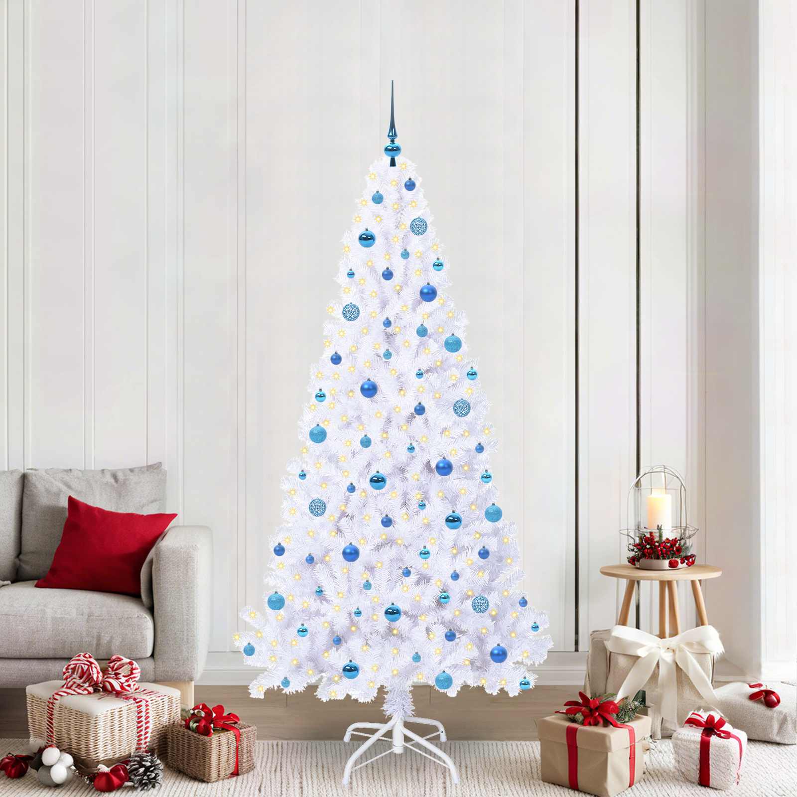 Vidaxl kunstkerstboom met 300 led wit 210 cm pvc en staal
