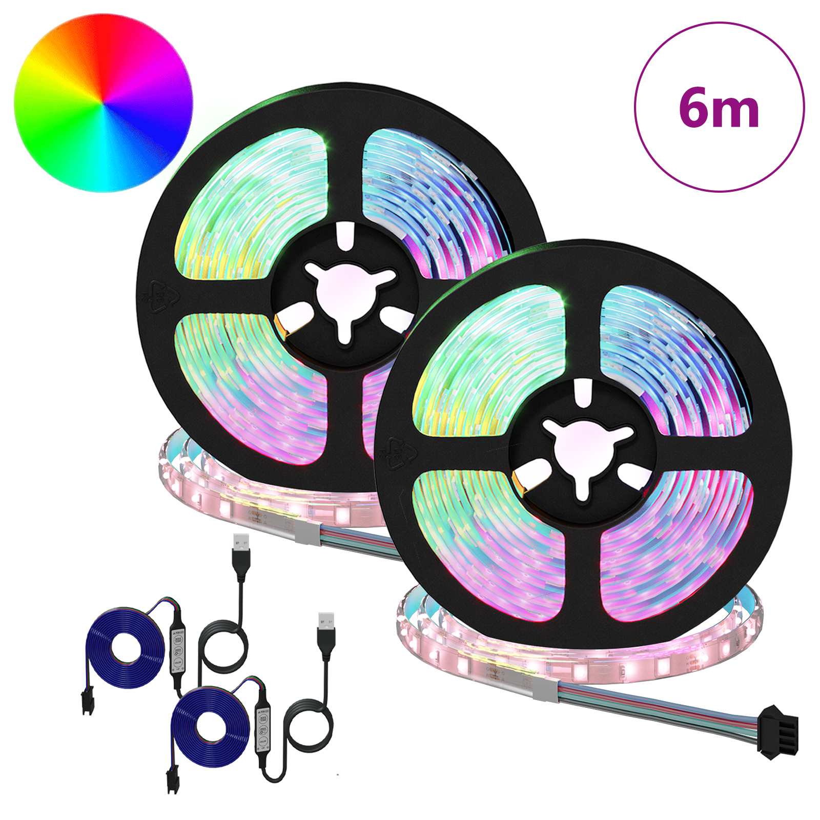 Vidaxl led-strip 2 pcs zwart en transparant 3000 mm koper en kunststof