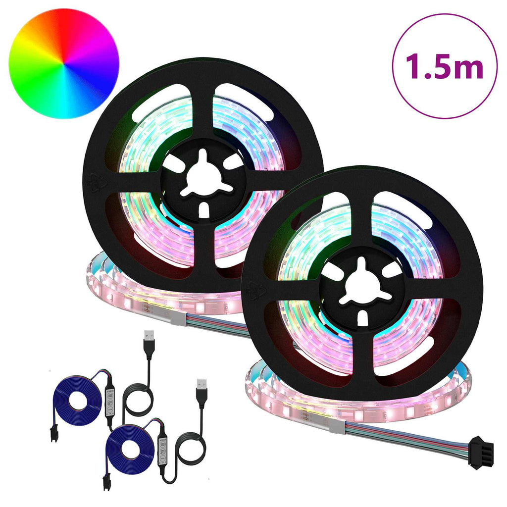 Vidaxl led-strip 2 pcs zwart en transparant 750 mm koper en kunststof