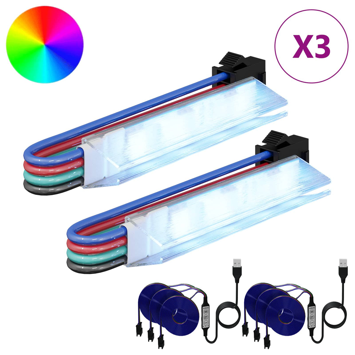Vidaxl led-strip 2 st zwart en multikleur koper en kunststof