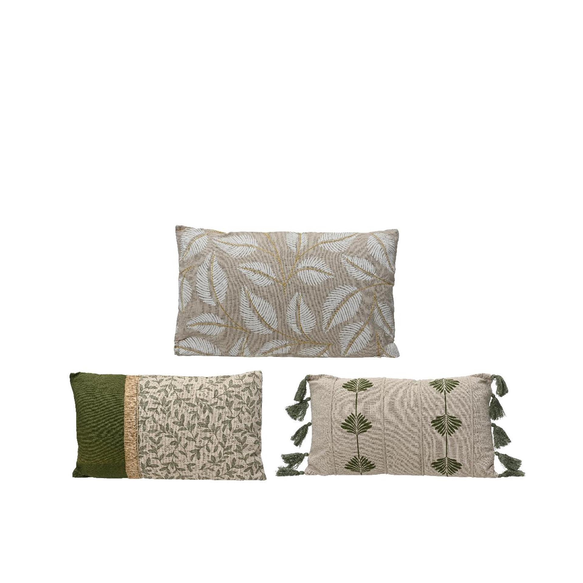 Decoris kussen met print beige katoen 30x50cm