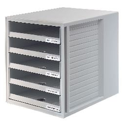 Ladenkastje han 1401-11 kunststof a4 27,5x32x33 grijs 5 open laden