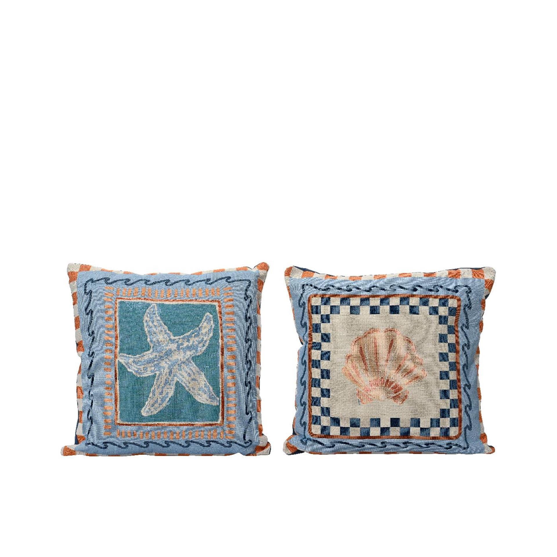 Decoris kussen met schelp katoen 43x43x4cm