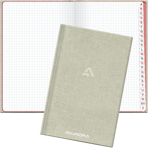 Ingebonden schrift bu-ro-class linnen 14x22cm geruit 5x5mm index a-z