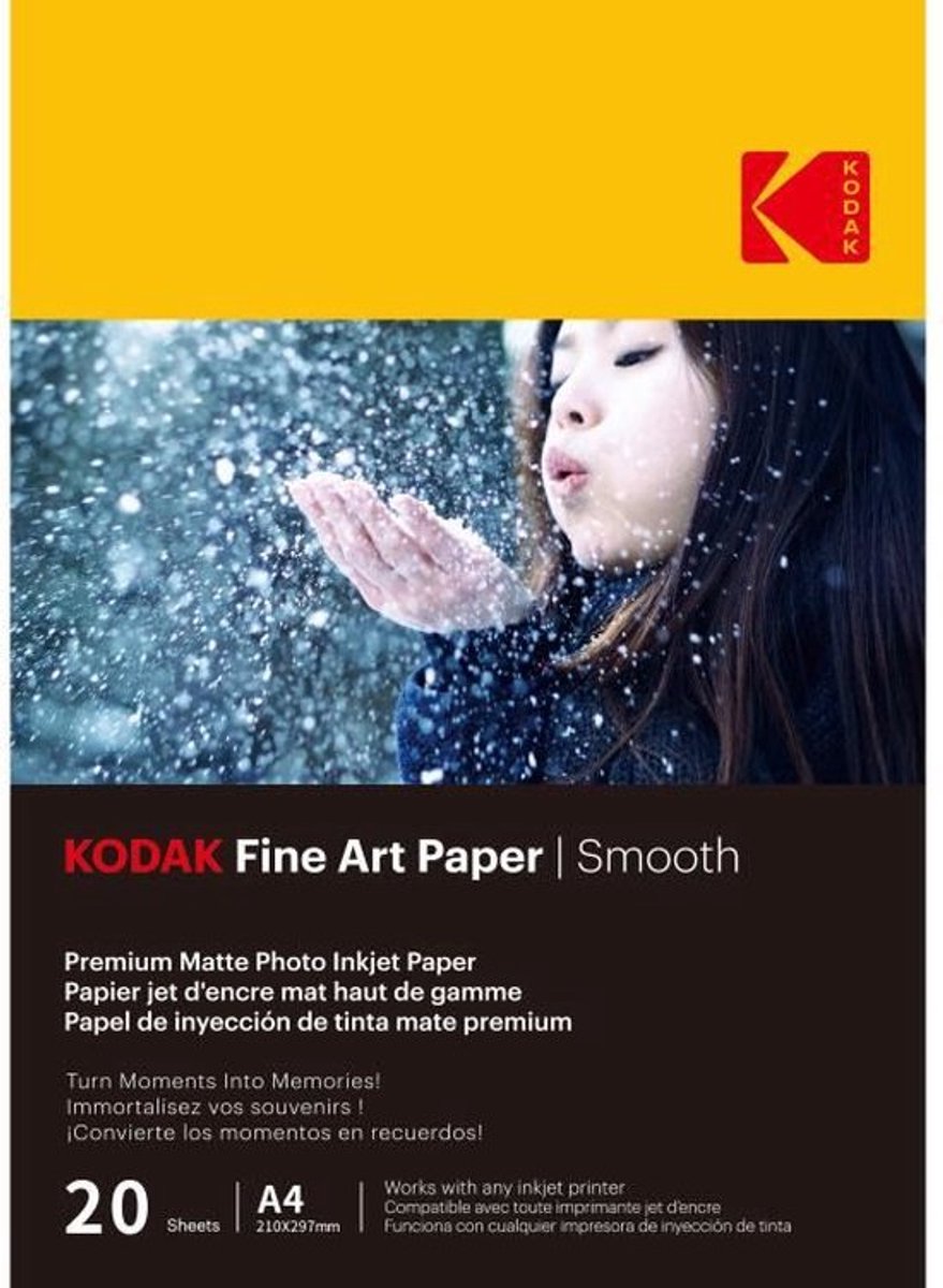 Kodak - 20 vellen van 230g m² fotopapier, mat, a4 formaat (21x29,7cm), smooth effect inkjet printen - 9891092