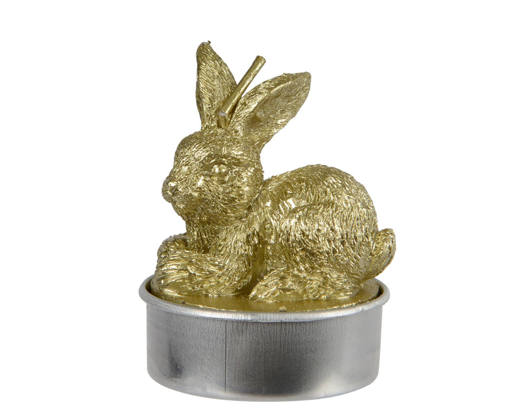 Decoris theelicht konijn set a 4 h6cm goud