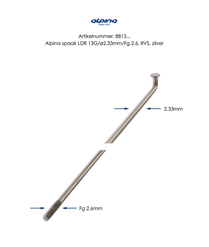 Spaken Alpina rvs 13-294 zonder nippel