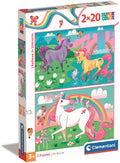 Clementoni brillantes Puzzle Einhorn, 2x20 Teile.